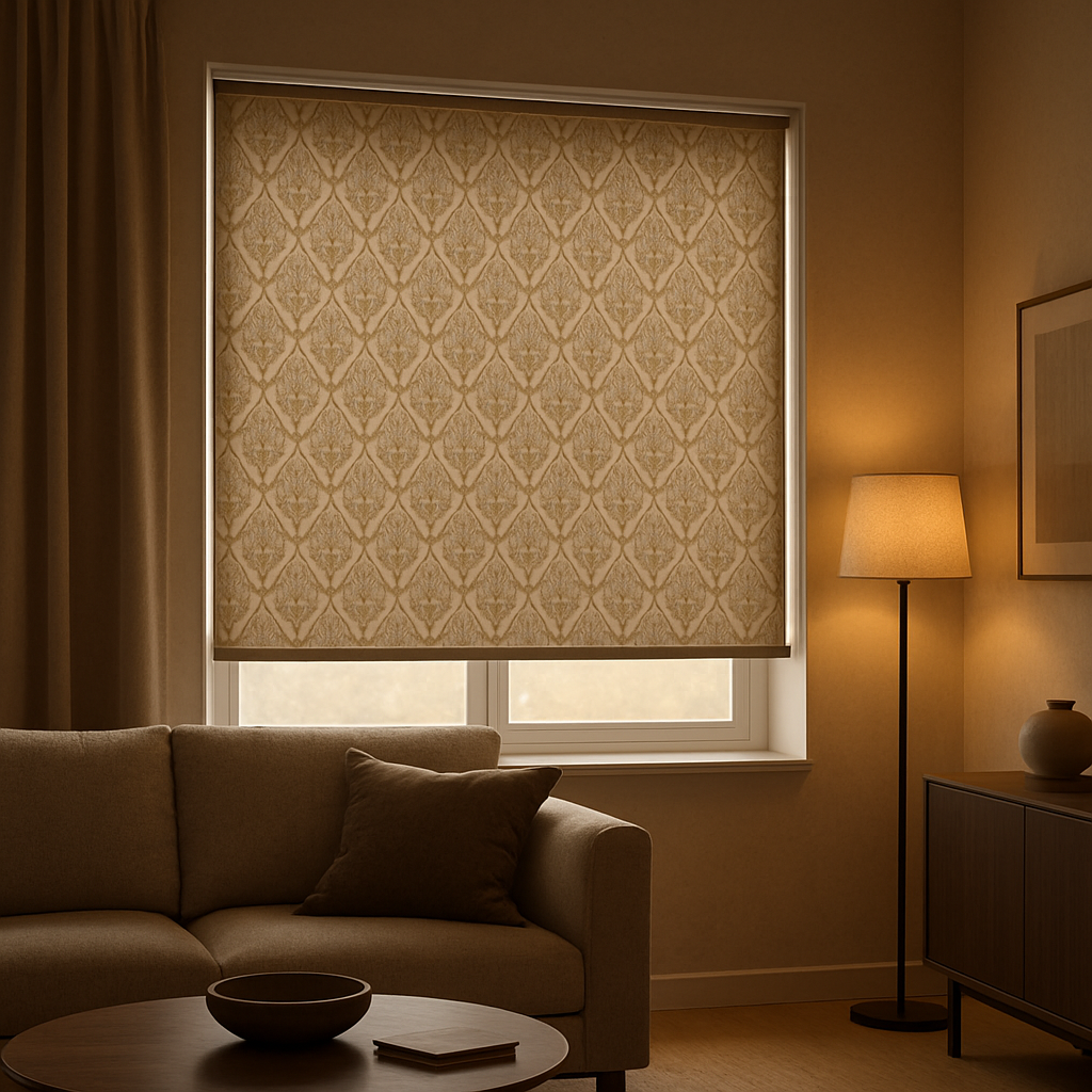 Persianas decorativas com padrão em interior estiloso